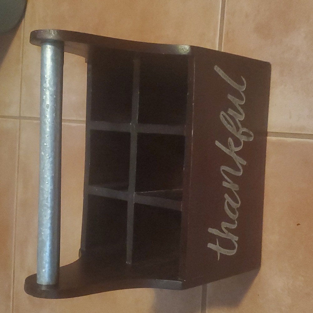 Wood Metal Bottle Caddy Home Decor